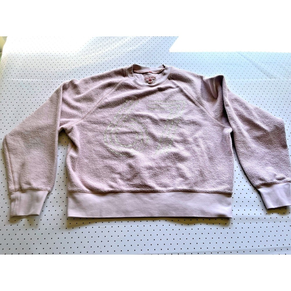 Chick-fil-A Heritage Embroidered Terry Cloth‎ Sweatshirt Womens Medium Pink